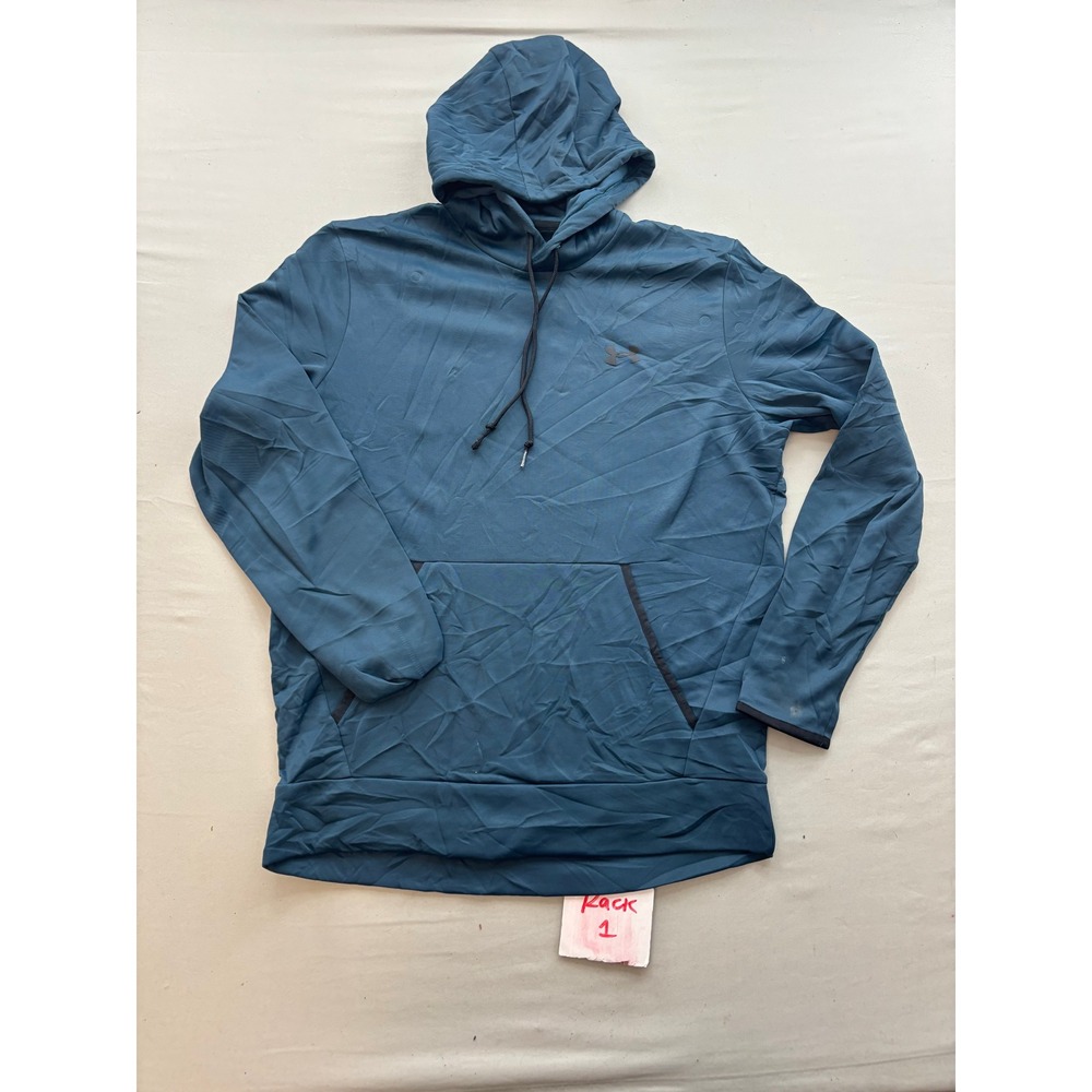 Under Armour Mens Loose Fit Fleece Hoodie Teal Blue Sweatshirt Medium